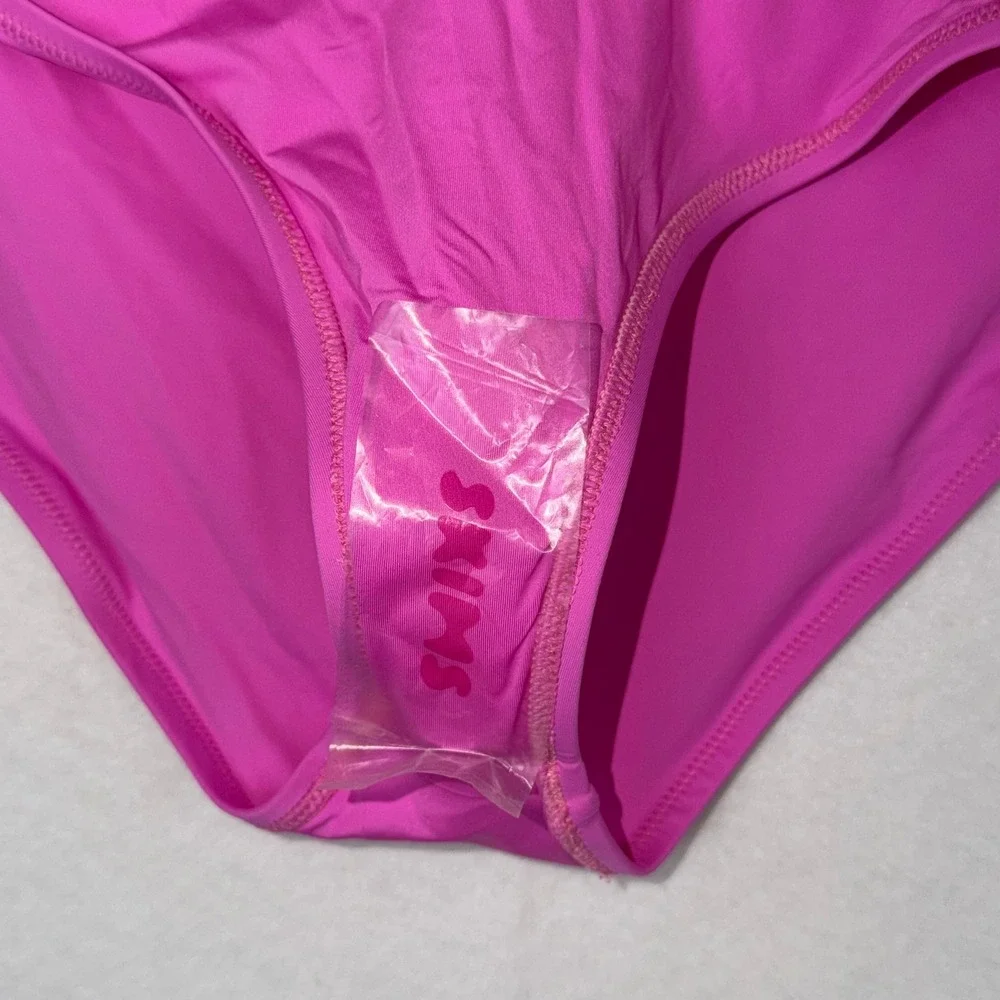 Skims Recycled Swim Full Brief Womens Medium Neon Orchid Pink High Waist Bottom